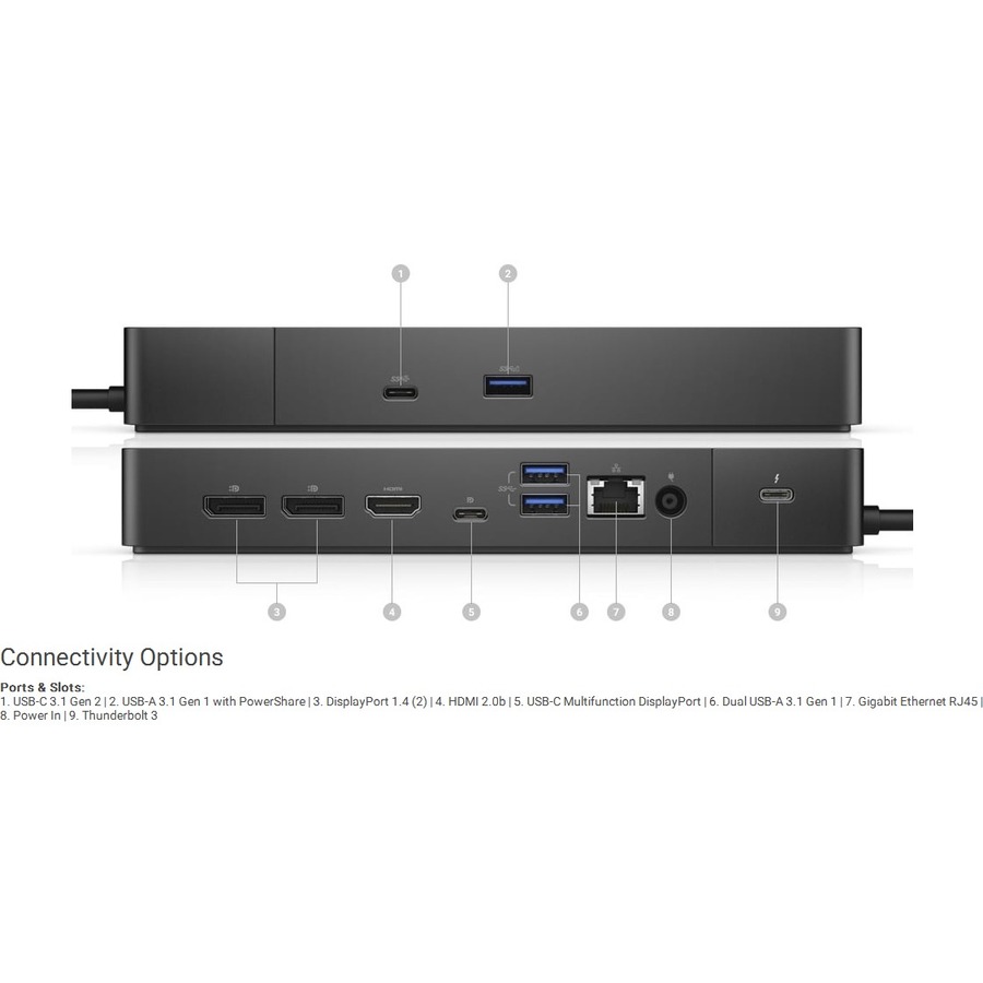 Dell Thunderbolt Dock- WD19TB 130w Power Delivery - 180 W - Thunderbolt - Thunderbolt - Wired