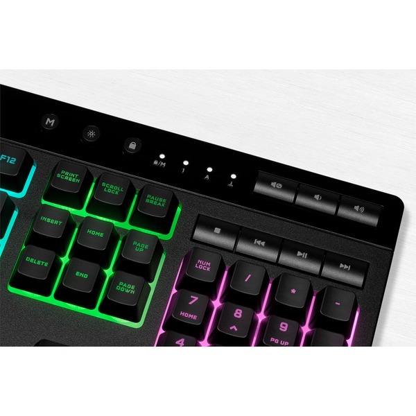 The CORSAIR K55 RGB PRO Gaming Keyboard lights up your desktop with five-zone dynamic RGB backlighting and powers up your gameplay with six easy to set up dedicated macro keys. The K55 RGB PRO XT is certified for IP42 dust and spill-resistance to stand up