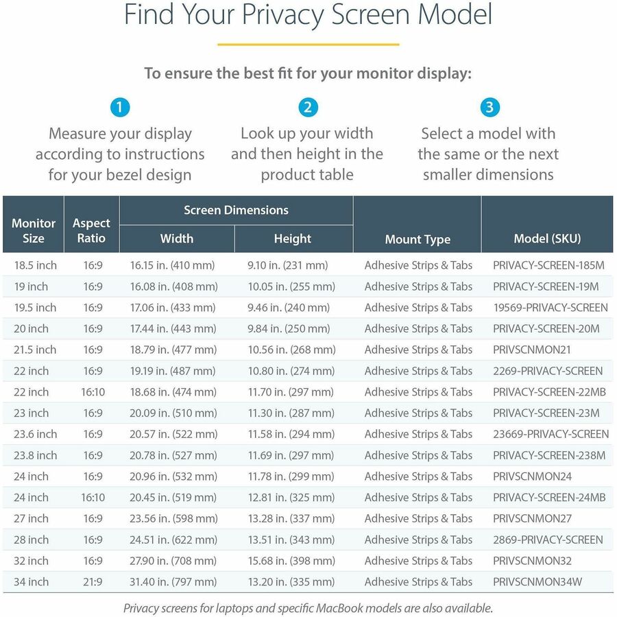 StarTech Monitor Privacy Screen for 34in Ultrawide Display, 21:9 Widescreen Computer Screen Security Filter, Blue Light Reducing, TAA