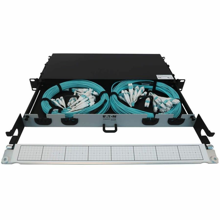 Eaton Tripp Lite Series Preloaded Fiber Panel, 1U - 2x (12x LC/LC Duplex M/M) 24F Trunk Cables, OM4 Multimode, 10 m (32.8 ft.)