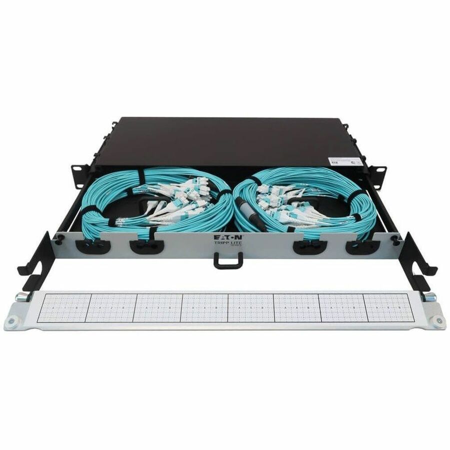 Eaton Tripp Lite Series Preloaded Fiber Panel, 1U - 2x (12x LC/LC Duplex M/M) 24F Trunk Cables, OM4 Multimode, 20 m (65.6 ft.)