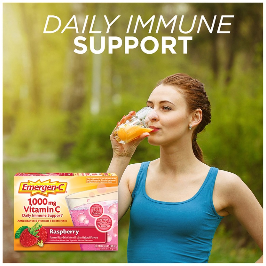 Emergen-C Raspberry Vitamin C Drink Mix - For Immune Support - Fruit, Raspberry - 1 Each - 30.0 Per Box