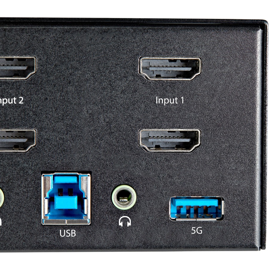 2 Port DisplayPort KVM Switch - 4K 60Hz - Single Display - Dual Port UHD DP  1.2 USB KVM Switch with Integrated USB 3.0 Hub & Audio - Dell HP Apple