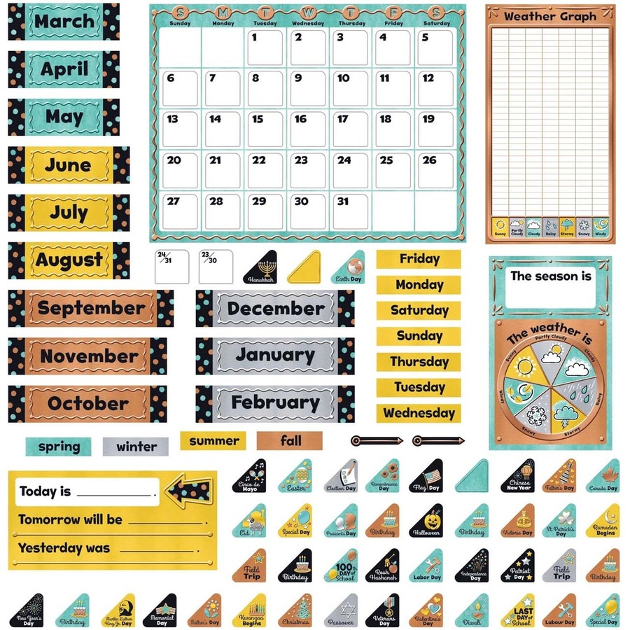 Metal Calendar Bulletin Board Set - Bulletin Board Sets - TEPT8425