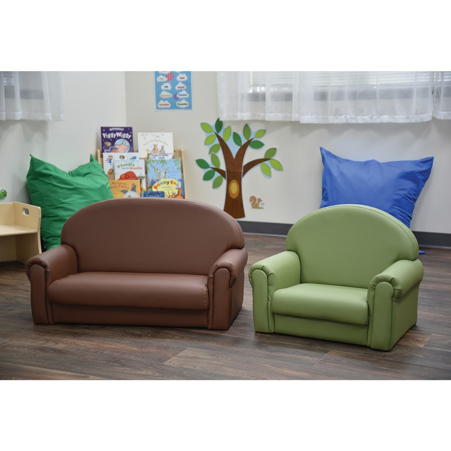 Children's Factory As We Grow Chair - Sage - Sage Seat - Sage Back - Hardwood Frame - Four-legged Base - Foam, Vegan Leather - Armrest - 1 Each -  - CFI805194