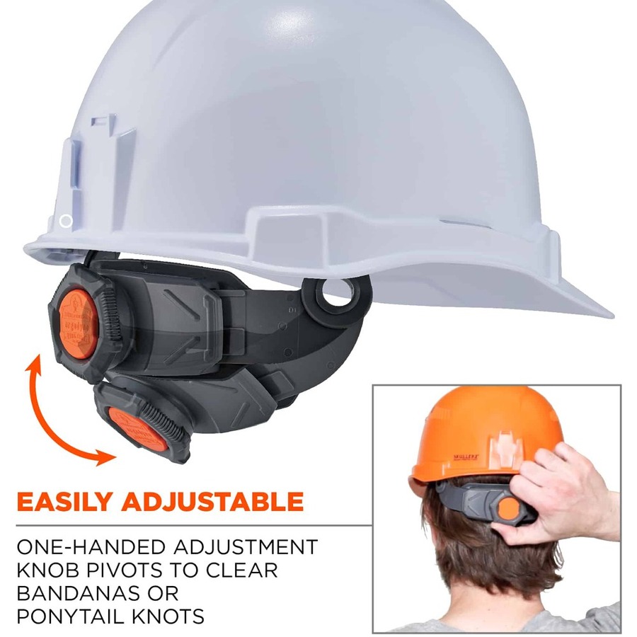 Ergodyne 8971LED Full Brim Hard Hat - Recommended for: Construction, Utility, Oil & Gas, Construction, Forestry, Mining, General Purpose - Moisture, Odor, Sun, Eye, Overhead Falling Objects, Head, Rain, Neck Protection - White - Comfortable, Heavy Duty, L