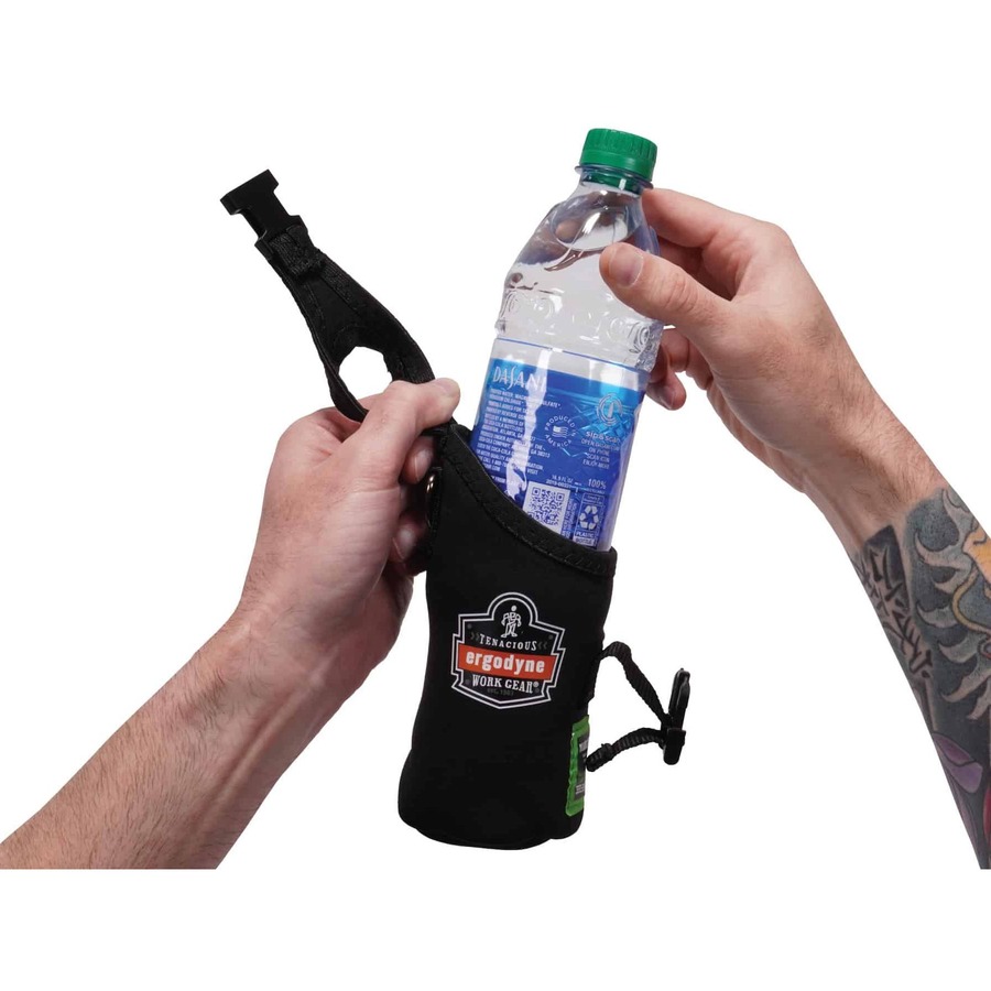 Squids 3775 Can / Bottle Holder & Trap - 3.6" Width x 2.5" Height x 7.3" Length - 1 Each - Black - Stainless Steel, Zinc, Neoprene, Nylon