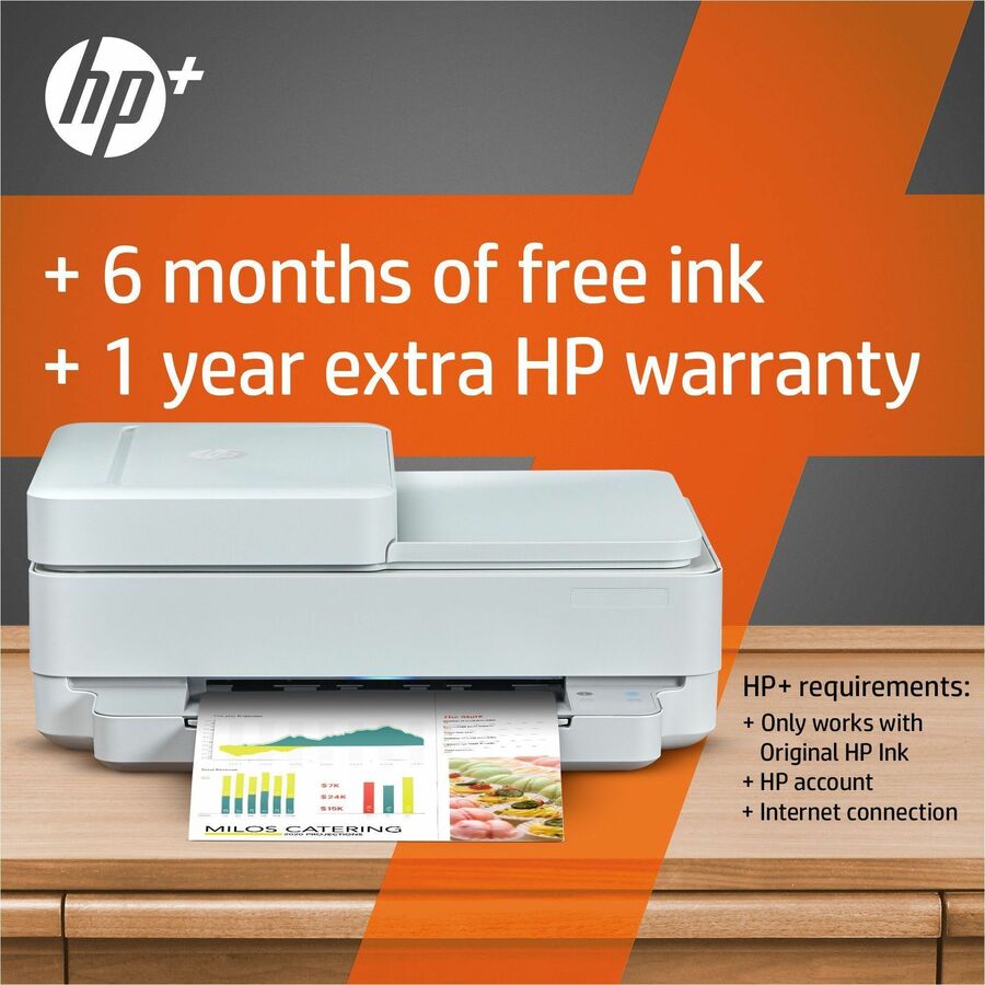 HP Envy 6455e Wireless Inkjet Multifunction Printer - Color - White - Copier/Mobile Fax/Printer/Scanner - 1200 x 1200 dpi Print - Automatic Duplex Print - Up to 1000 Pages Monthly - 100 sheets Input - Color Flatbed Scanner - 1200 dpi Optical Scan - Color 