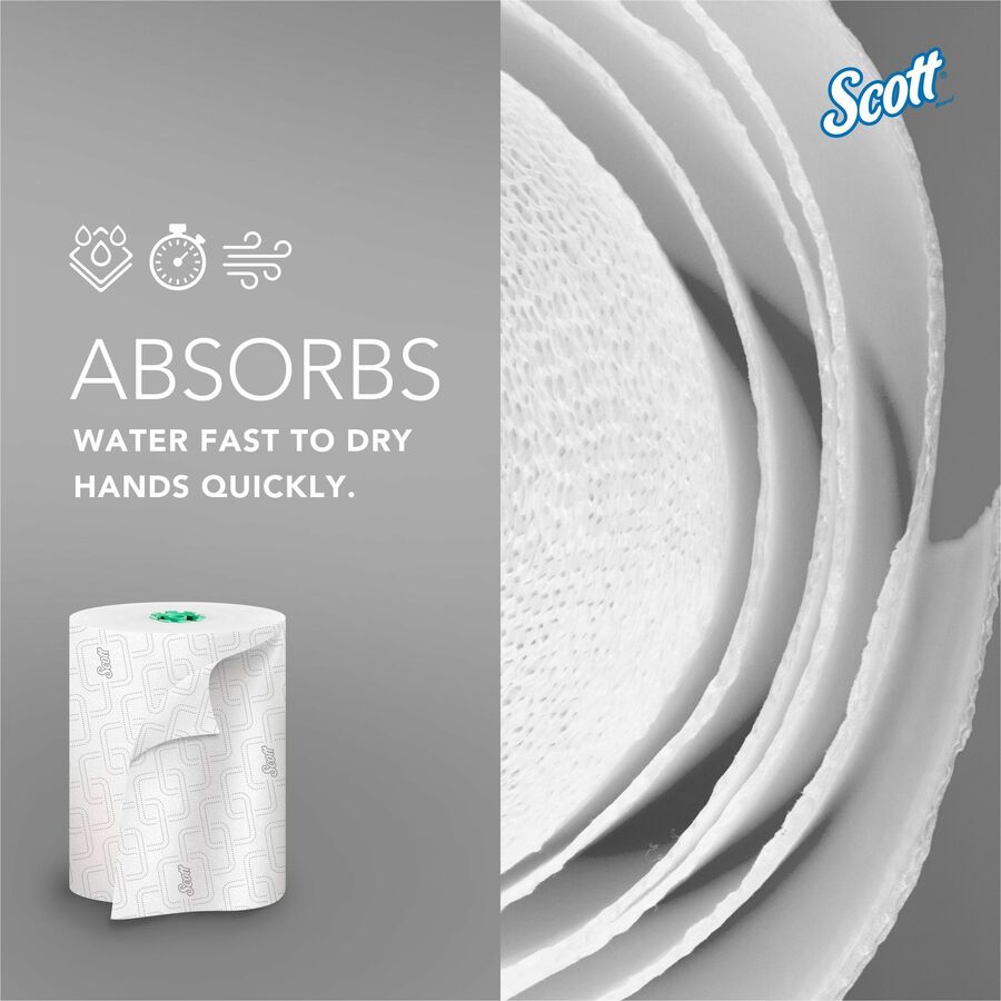 Scott Pro High-Capacity Hard Roll Towels with Elevated Design and Absorbency Pockets - 1.75" Core - White - Paper - 6 / Carton