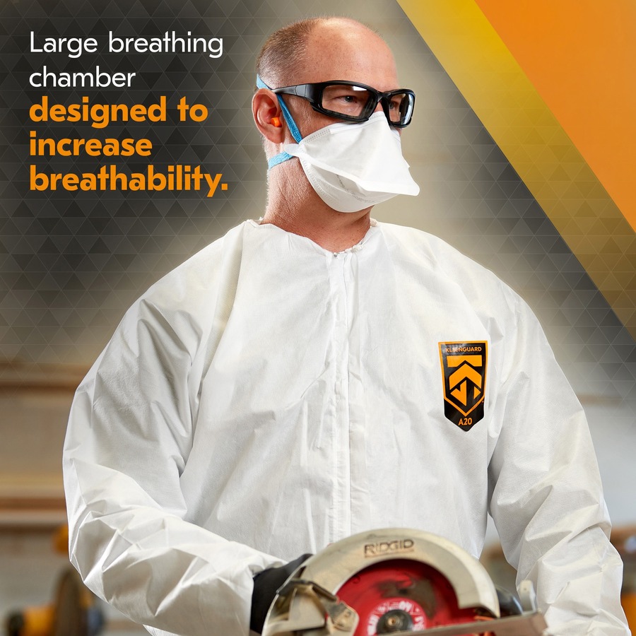 Kleenguard N95 Pouch Respirator - Recommended for: Face - Regular Size - White, Blue - Comfortable, Breathable, Adjustable Nose-piece, Lightweight, Foldable, Head Strap, Particle Filtration Efficiency (PFE) - 12 / Carton