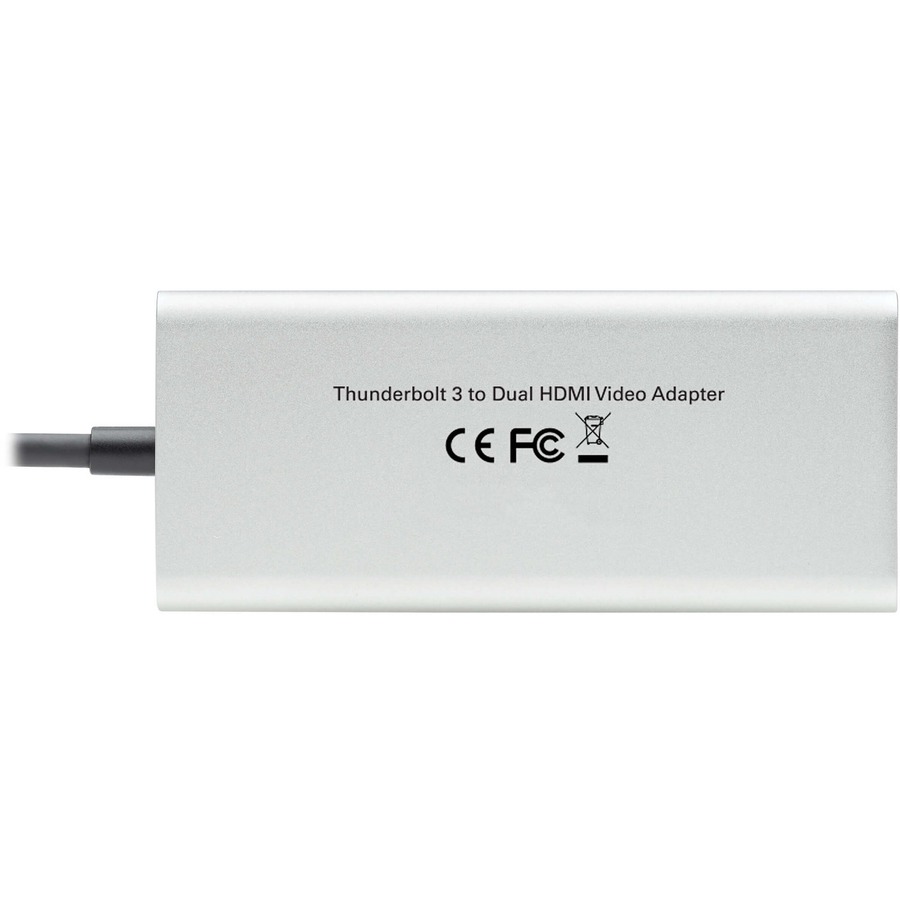 Eaton Tripp Lite Series Dual-Monitor Thunderbolt 3 to HDMI Adapter (M/2xF) - 4K 60 Hz, 4:4:4, Silver