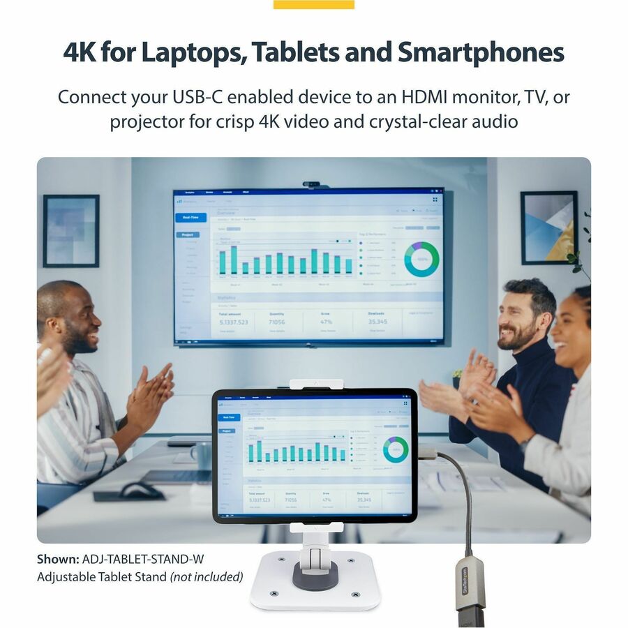 StarTech USB-C to HDMI Adapter, 4K 60Hz Video, HDR10, USB-C to HDMI Monitor Dongle, USB4 / Thunderbolt Compatible