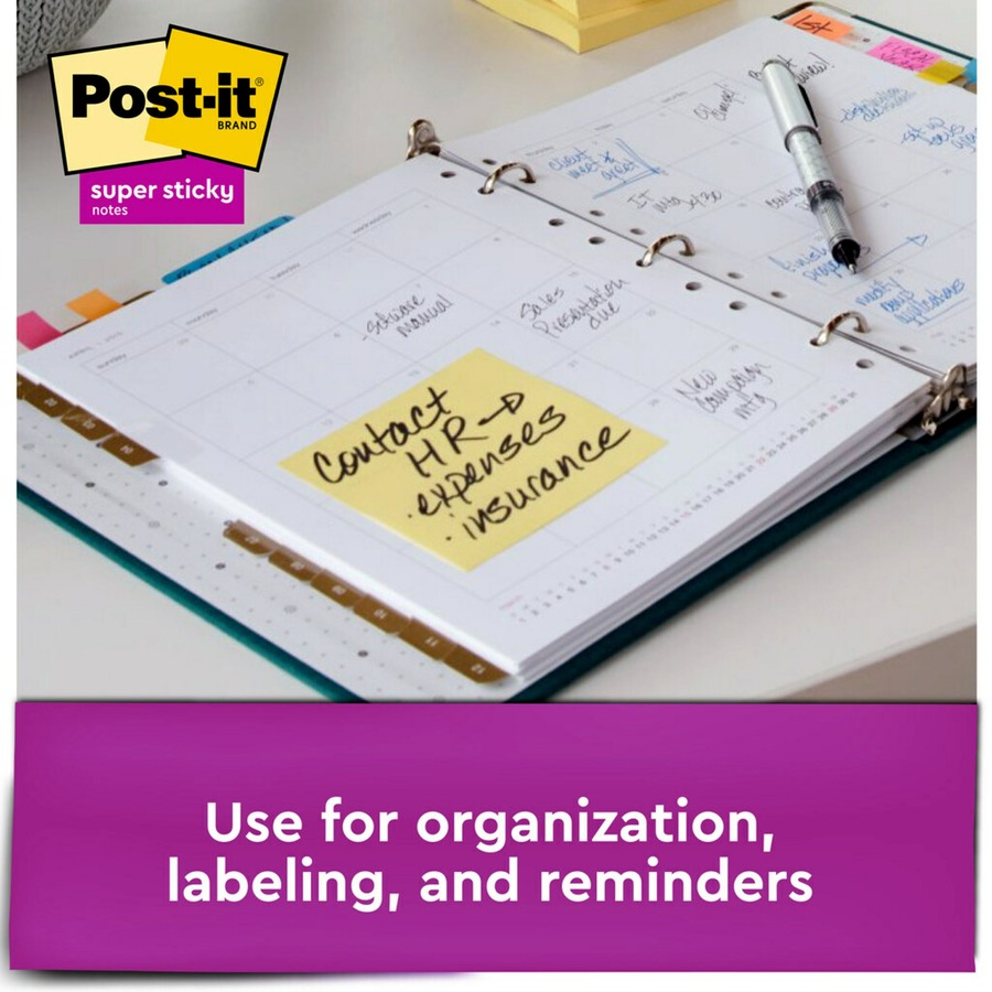 Post-it® Super Sticky Dispenser Notes - Canary Yellow - 3" x 3" - Square - Canary Yellow - Paper - Pop-up, Recyclable, Adhesive - 18 / Pack