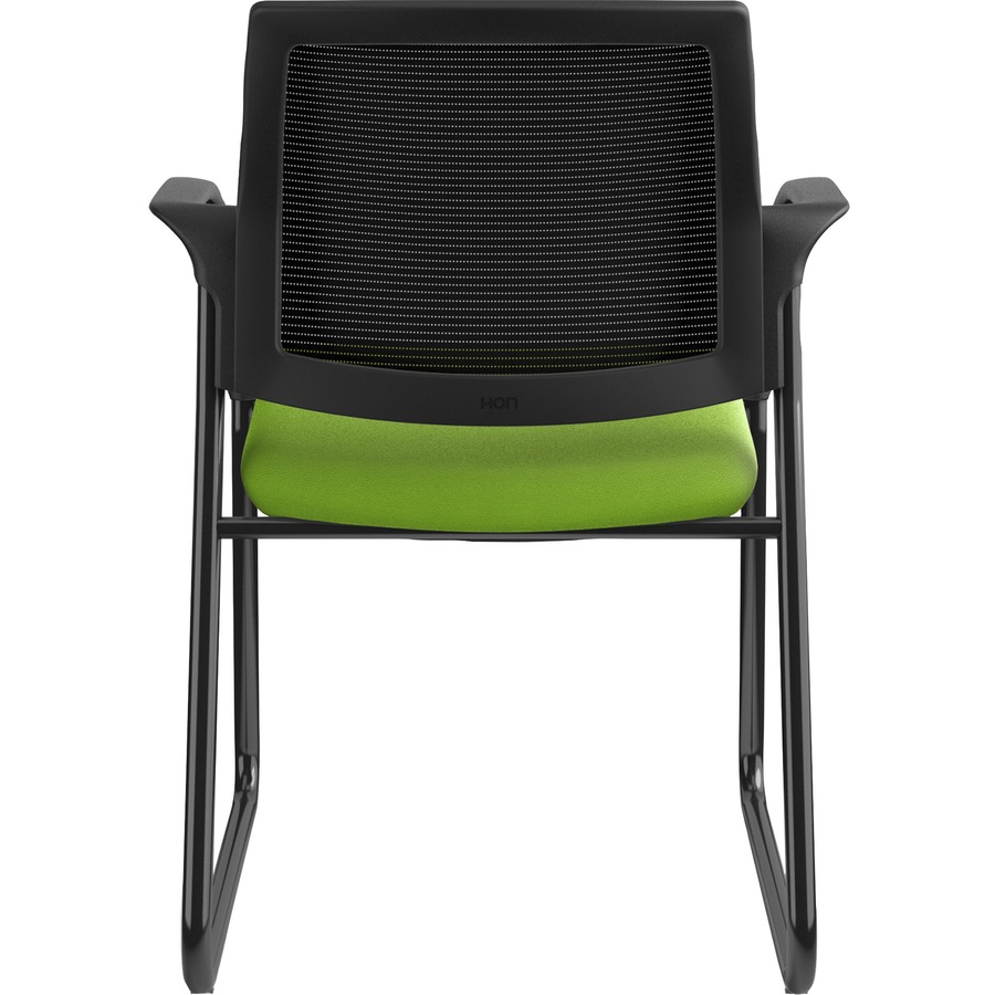 HON Ignition Chair - Pear Fabric Seat - Black Mesh Back - Black Steel Frame - Sled Base - Pear - Armrest