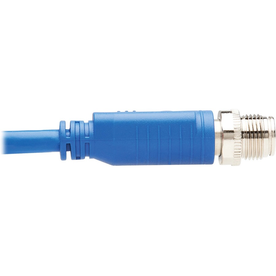 Eaton Tripp Lite Series M12 X-Code Cat6 1G UTP CMR-LP Ethernet Cable (M12 M/RJ45 M), IP68, PoE, Blue, 10 m (32.8 ft.), TAA