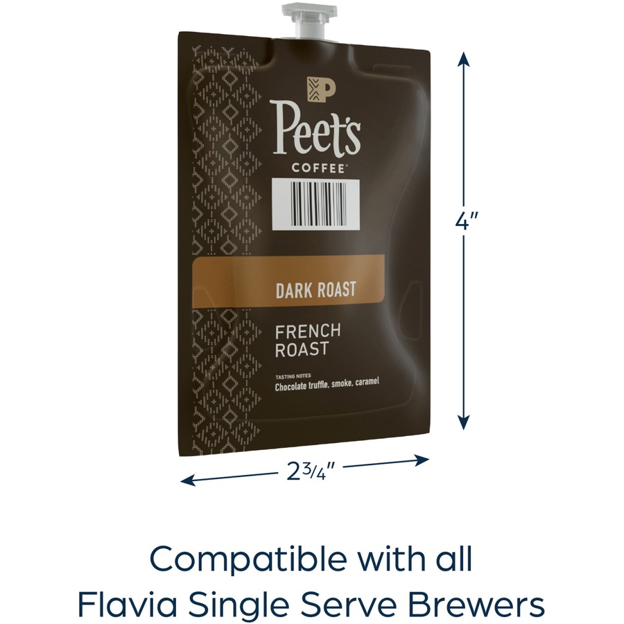 Peet's Freshpack French Roast Coffee - Compatible with Flavia Aroma, Flavia Barista, FLAVIA Creation 600, Flavia Creation 500, Flavia Creation 200, Flavia Creation 150, Flavia Creation 300 - Dark - 76 / Carton