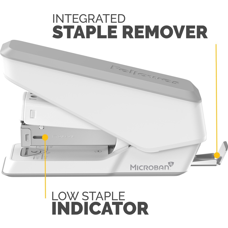 Fellowes LX840 Half Strip EasyPress Stapler White - 105 Staple Capacity - Half Strip - White = FEL5011501