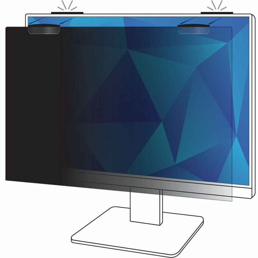 3M Privacy Screen Filter Black - For 21.5" Widescreen LCD Monitor - 16:9 - Scratch Resistant, Fingerprint Resistant - Anti-glare = MMMPF215W9EM
