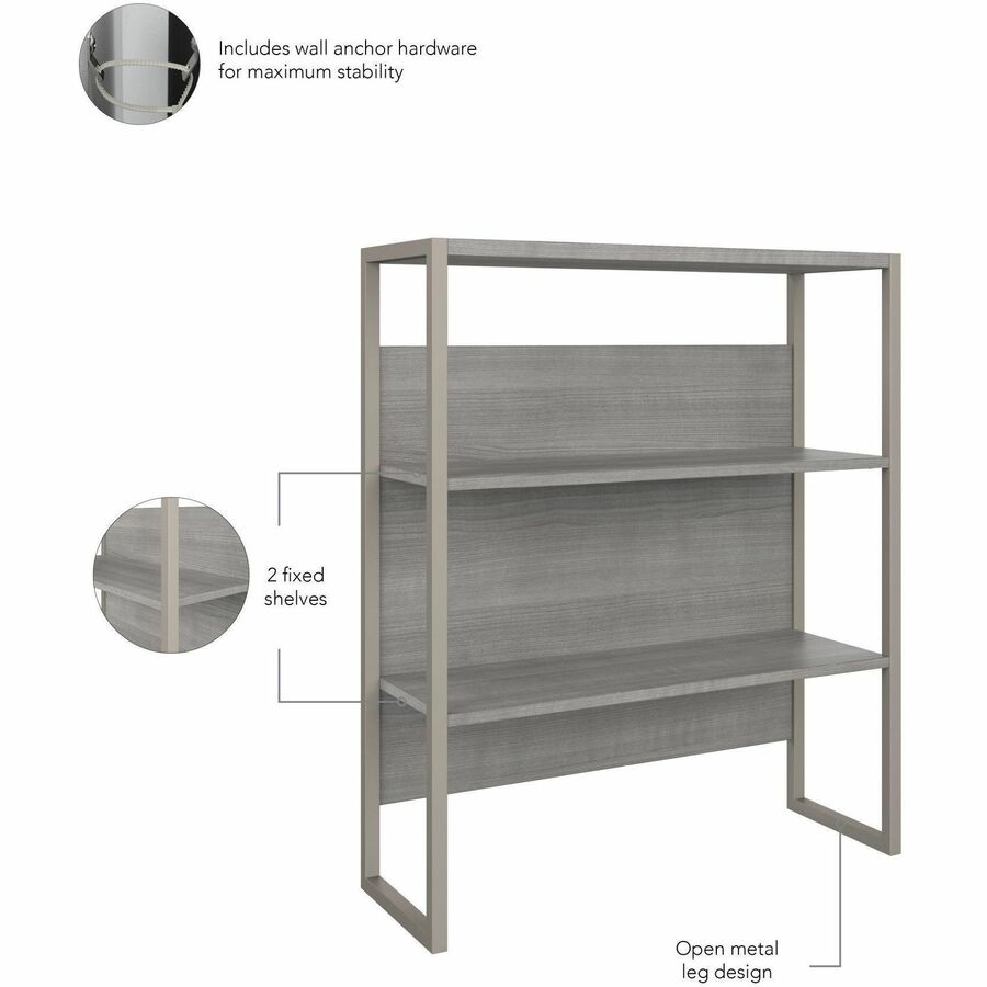 Bush Business Furniture Hybrid Collection Desking - 29.4" x 71"72.3" - 3 Drawer(s) - Finish: Platinum Gray