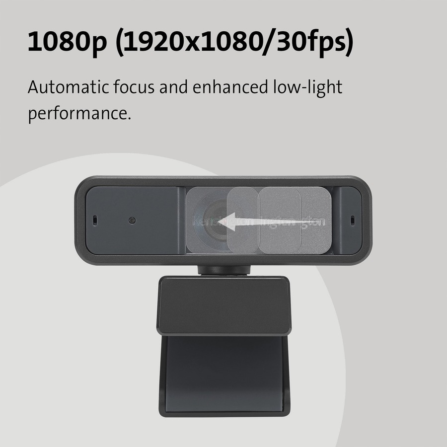 Kensington W2050 Webcam - 30 fps - Black - USB Type C - 1 Pack(s) - 1920 x 1080 Video - Auto-focus - 360° Angle - 2x Digital Zoom - Microphone - Notebook, Computer
