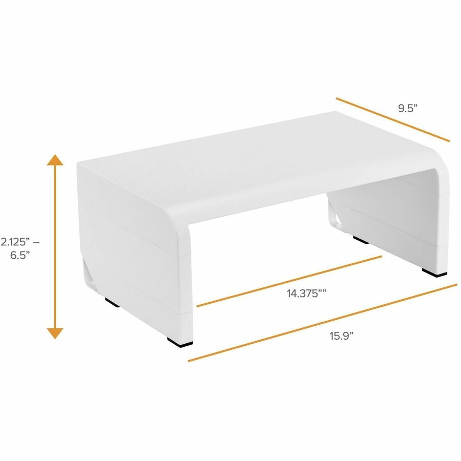 Stanley-Bostitch Adjustable Monitor Stand - Up to 30" Screen Support - 25 lb Load Capacity - White