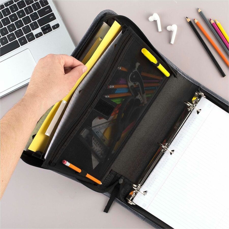Mead Zipper Binder - 500 Sheet Capacity - 3 Ring - Fastener: Ring - Pocket: 3 - Multi-colored - Zipper Closure, Wear Resistant, Tear Resistant, Durable, Expandable - 1 Each - Kennedy Office