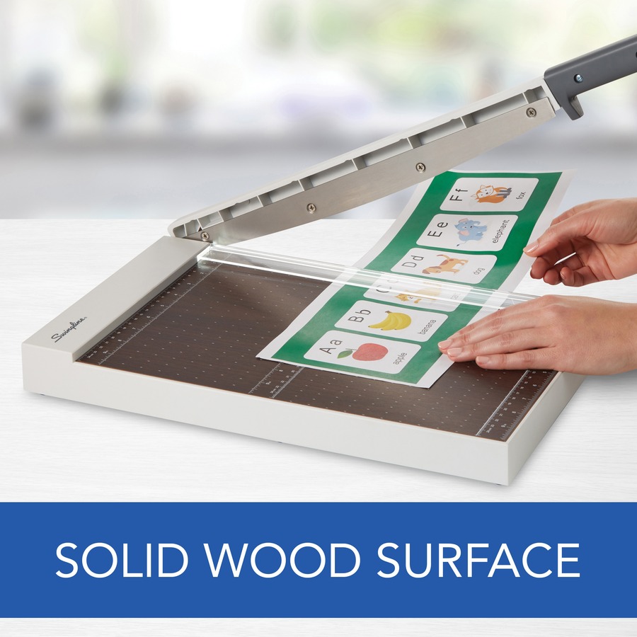 Swingline ClassicCut Guillotine Wood Trimmer - 10 Sheet Cutting Capacity - 15" Cutting Length - Safety Latch - Solid Wood - Gray - 1 Each