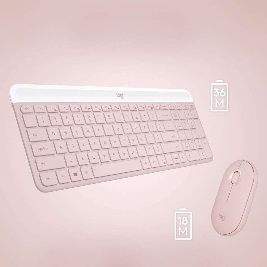 Logitech Slim Wireless Keyboard and Mouse Combo MK470 (Rose)