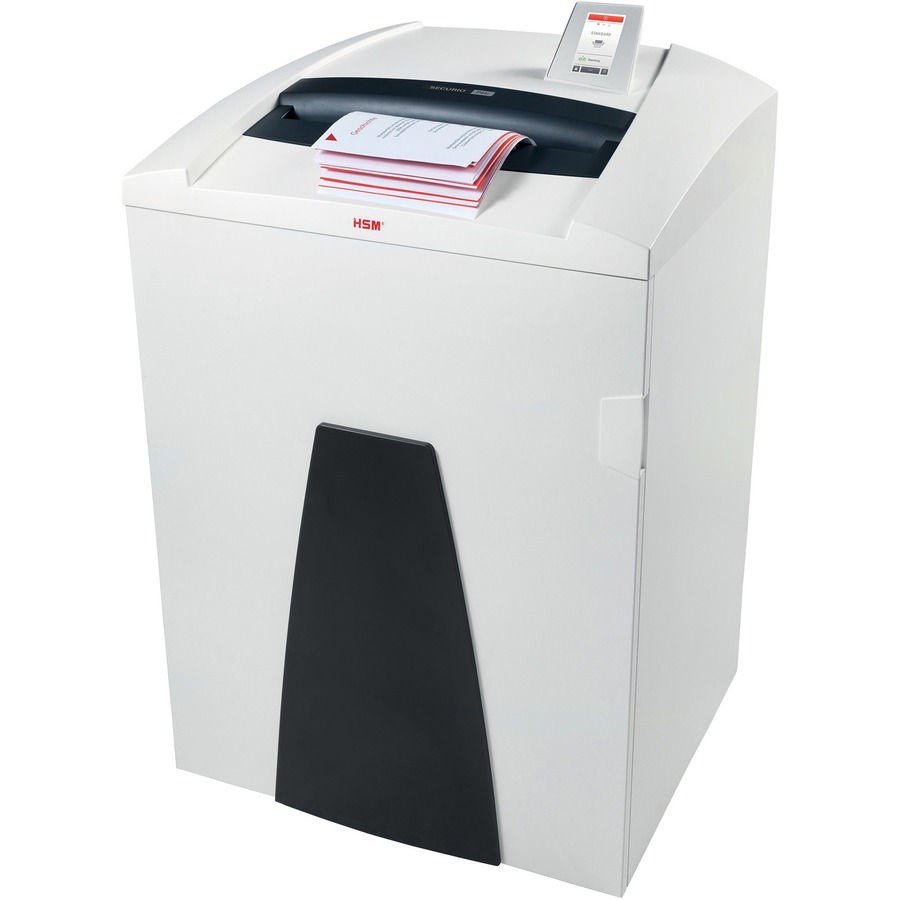 HSM Securio P44 L4 Micro-cut Shredder - Continuous Shredder - Micro Cut - 30 Per Pass - for shredding Staples, USB Stick, Paper, Paper Clip, Credit Card - 55 gal Wastebin Capacity - White