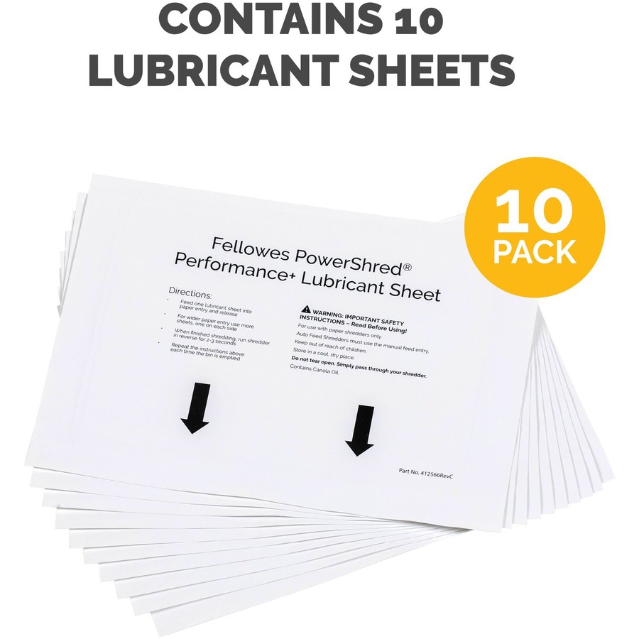 Fellowes Powershred Performance+ Lubricant Sheets - Dust Retention - White