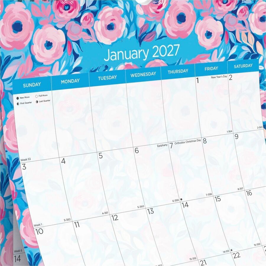 Picture of Blueline Abstract Floral Monthly Wall Calendar