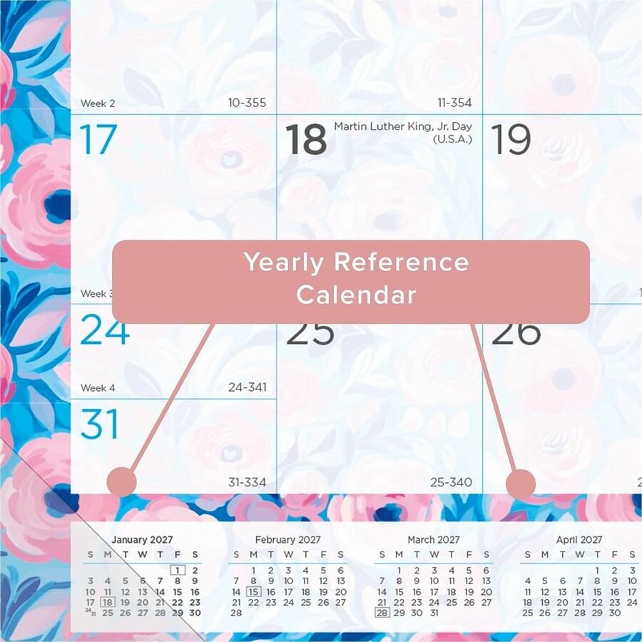Picture of Blueline Abstract Floral Monthly Desk Pad