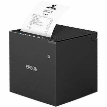 M30III - sleek 3"" thermal receipt printer; small size that supports both    front and top paper exits. Built in USB-A, USB-B, USB-C and ethernet interfaces.  Connect up to two USB POS peripherals;  sync and charge feature can deliver up to 18 W of power to a mobile device.  Server Direct Print available to retrieve print jobs directly from the cloud. IPX2-rated enclousure is water resistant; antimicrobial and easy to clean.   Black.  Includes power supply PS190 with AC cable, starter receipt paper roll, setup guide, 58mm roll paper guide.  2 year limited warranty. — alternate view 4