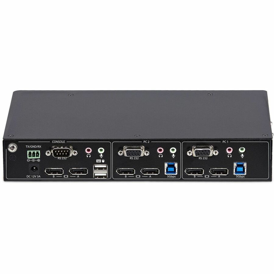 StarTech.com 2-Port Dual-Monitor DisplayPort KVM Switch, RS232 Serial Control, 4K 60Hz, 2x USB 5Gbps Hub Ports, TAA Compliant