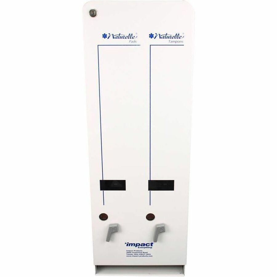 Impact Products Dual Vendor Hygiene Dispenser - 17 x Sanitary Napkin, 26 x Tampon - 30.4" Height x 6.3" Width x 10.9" Depth - Metal, Steel - White - Hygienic - 1 Carton