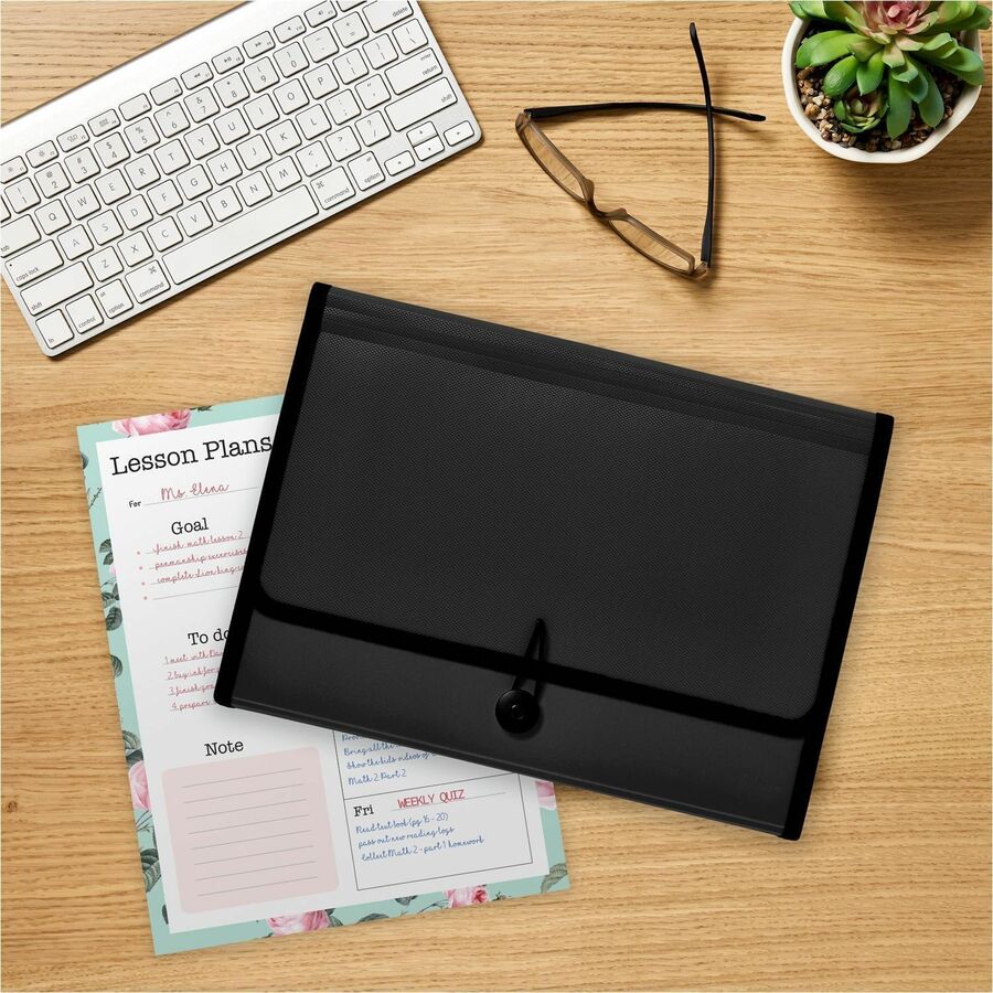 Avery Letter, A4 Expanding File - 425 Sheet Capacity - 7 Pocket(s) - Polypropylene, Plastic, Fabric - Black - 0% Recycled - 1 Each