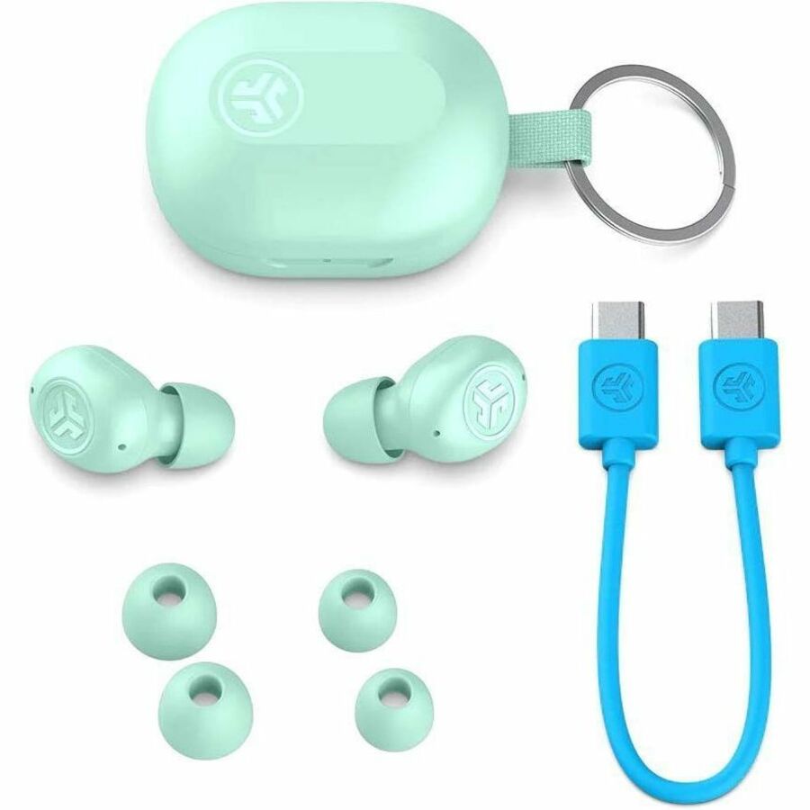 JLab JBuds Mini true wireless earbuds in mint with compact charging case — alternate view 4