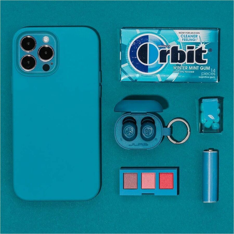 JLab JBuds Mini true wireless earbuds in Aqua, compact in-ear Bluetooth earbuds — alternate view 4