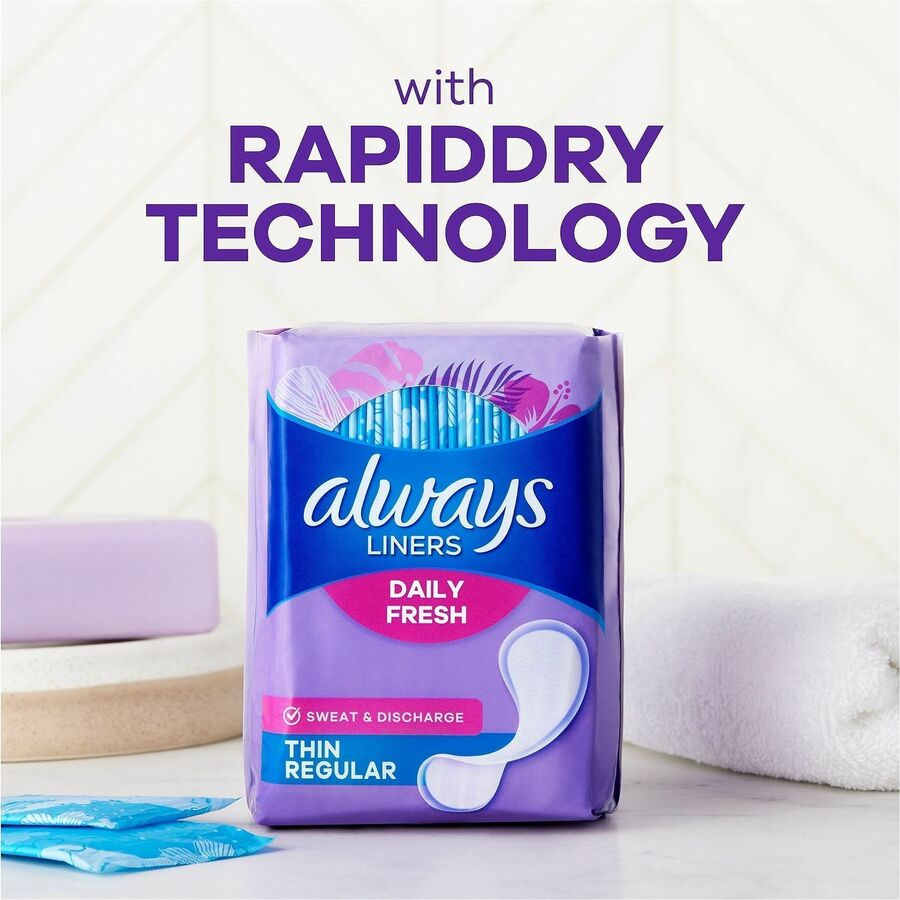 Always Thin Daily Liners, Wrapped - Regular - Absorbent, Comfortable, Individually Wrapped, Unscented - 1 Pack