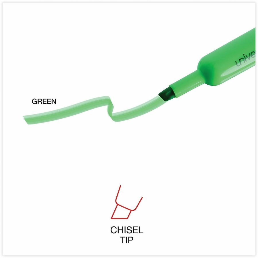 Universal Highlighter - Fluorescent Green Ink - Green Barrel - 1 Dozen