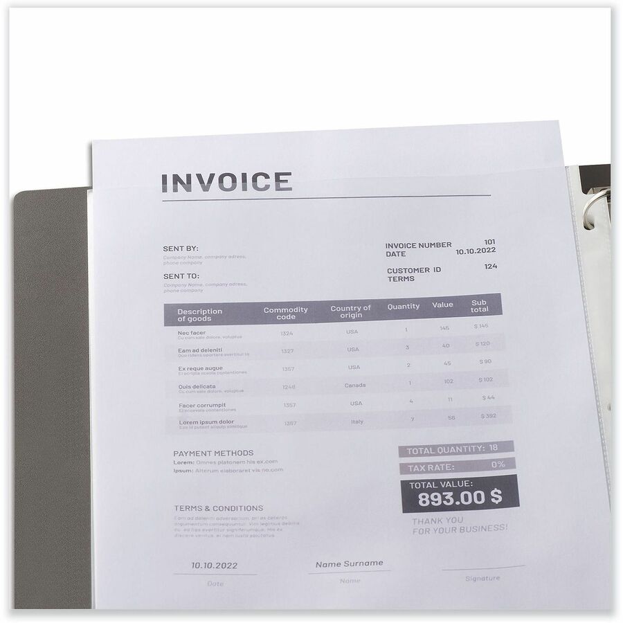 Universal Punched Ring Binder Sleeves - 2 x Sheet Capacity - For Letter 8 1/2" x 11" Sheet - 3 x Holes - Ring Binder - Top Loading - Clear - Polypropylene - 50/Pack - 1 Pack