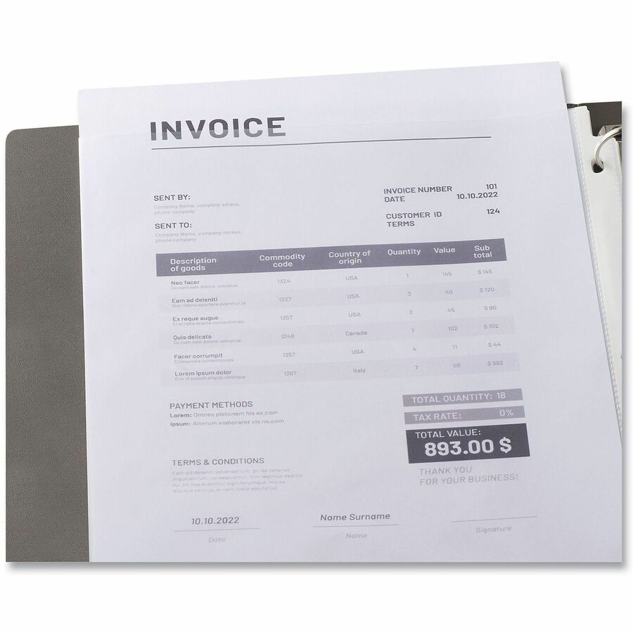 Universal Punched Ring Binder Sleeves - 2 x Sheet Capacity - For Letter 8 1/2" x 11" Sheet - 3 x Holes - Ring Binder - Top Loading - Clear - Polypropylene - 50/Pack - 1 Pack