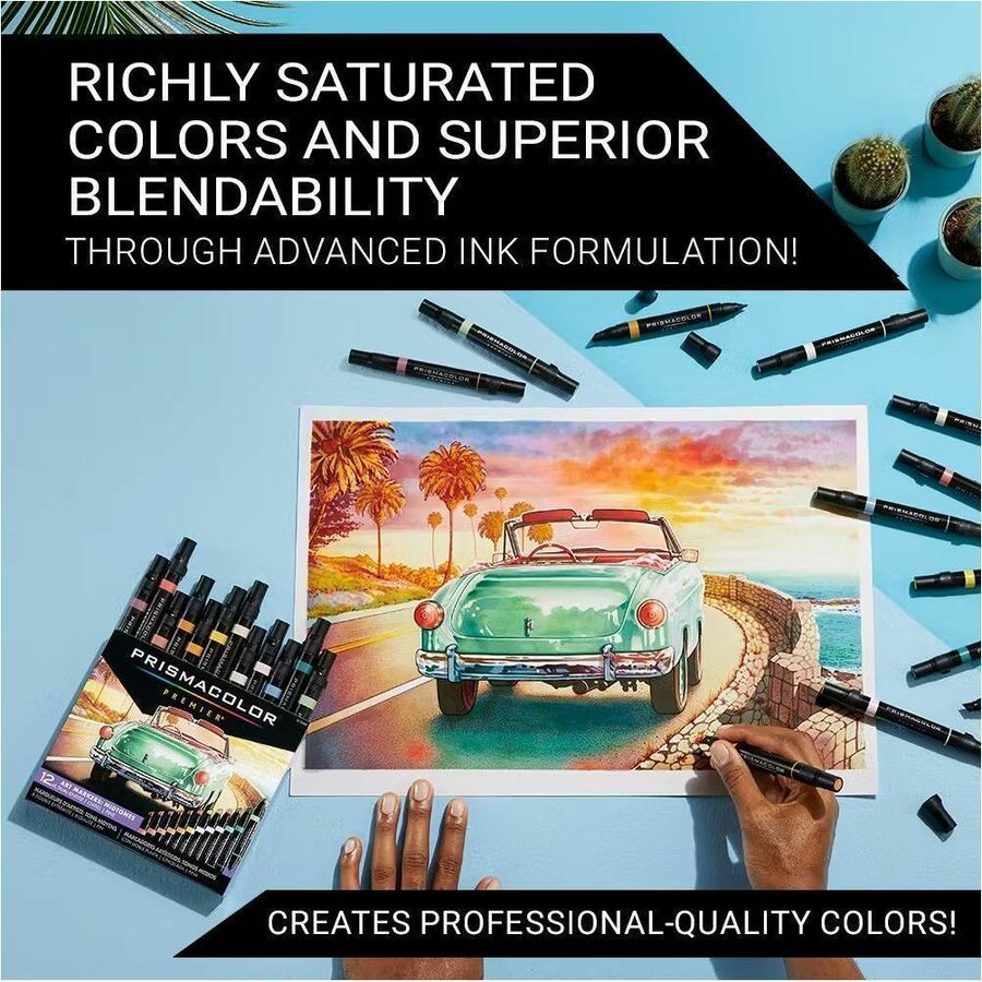 Prismacolor Premier Dual-Ended Art Marker Sets, Fine and Chisel Tip