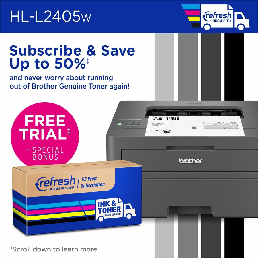 Brother Wireless HL-L2405W Compact Monochrome Laser Printer, Mobile Printing