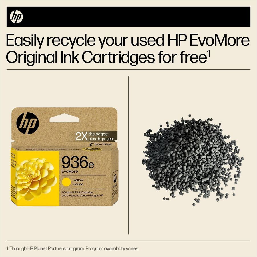 HP EvoMore 936e Original High Yield Inkjet Ink Cartridge - Yellow - 1 Each - 1650 Pages