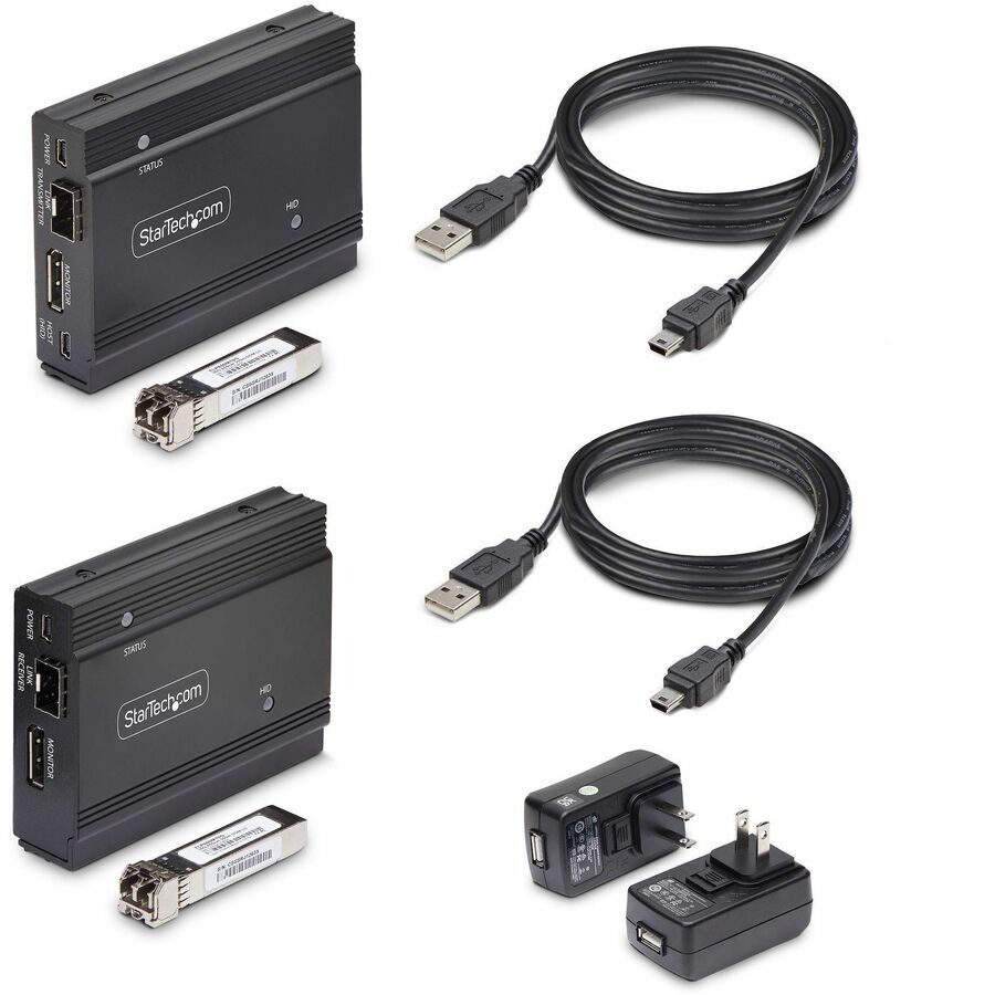 StarTech DisplayPort KVM Extender over Fiber Optic, 4K 60Hz Console Extender Kit Up to 984ft/300m, 2x 10G SFP+ Multi-mode Modules, TAA