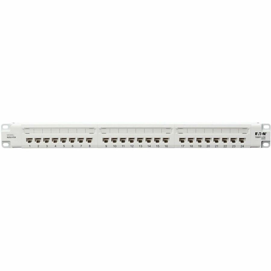 Eaton Tripp Lite Series 24-Port Cat6 Patch Panel - 4PPoE Compliant, 110/Krone, 568A/B, RJ45 Ethernet, 1U Rack-Mount, White, TAA