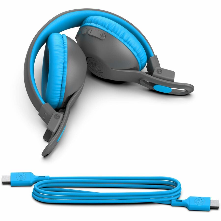 JLab JBuddies Studio 2 wireless over-ear headphones in gray and blue — alternate view 4