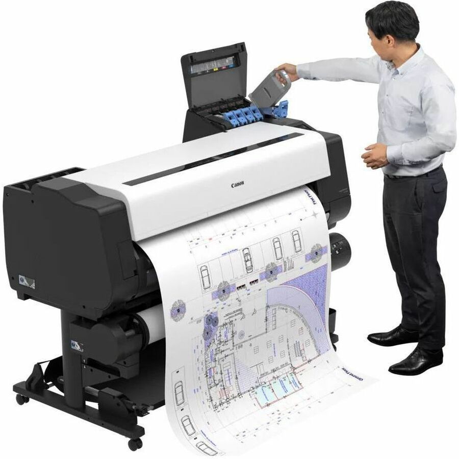Canon TX-3200 36-inch large-format printer with basket for CAD drawings and technical output — alternate view 4