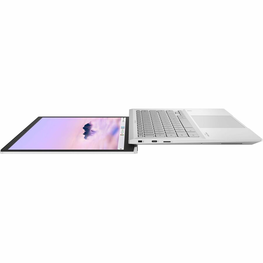 ASUS Chromebook Plus Enterprise silver laptop with 14-inch WQXGA display, Intel Core Ultra 5 115U, 8 GB RAM, and 256 GB SSD — alternate view 4